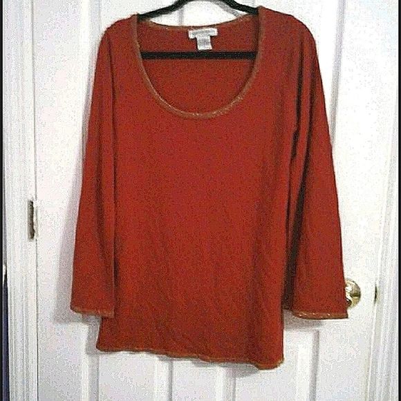 Newport News Vintage 90s Dark Orange Golden Accents Long Sleeve Sweater - Picture 1 of 4